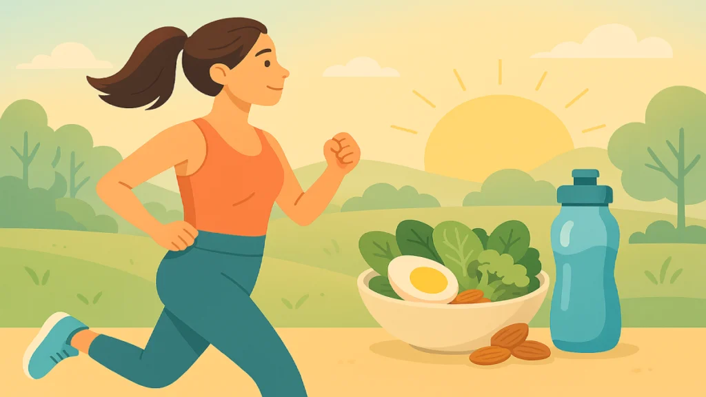 Young woman jogging outdoors to boost metabolism naturally without pills or gimmicks – concept of natural ways to increase energy and burn fat