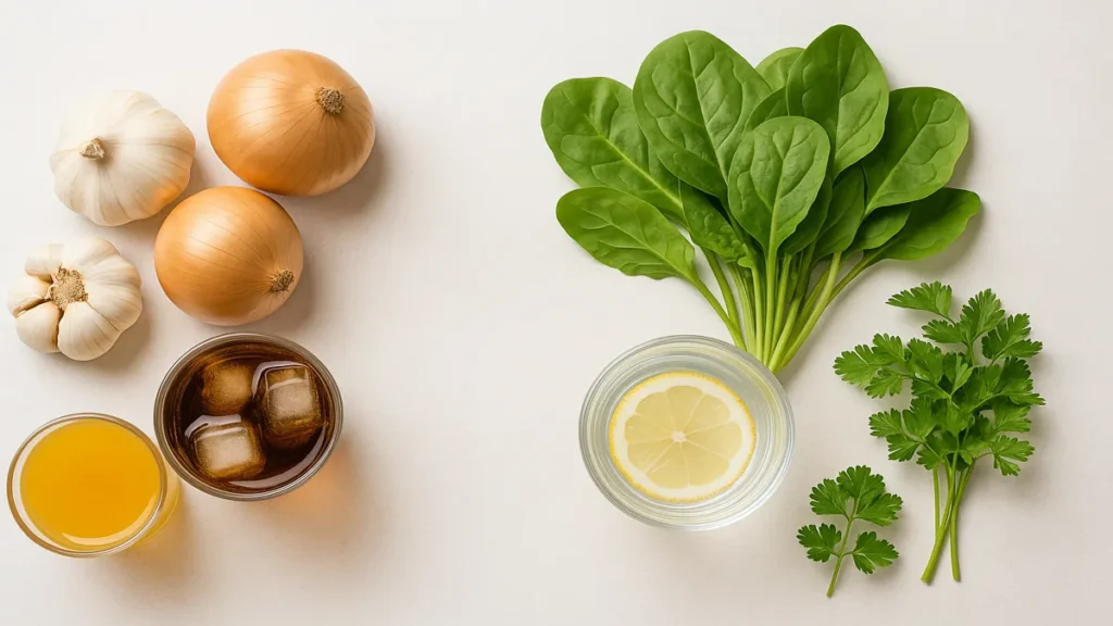 Comparison of foods that cause vs prevent bad breath: garlic vs herbs and lemon water