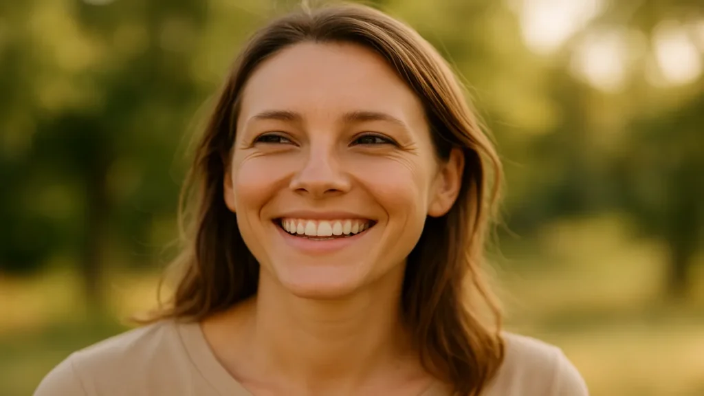 Confident smiling person outdoors after improving bad breath naturally