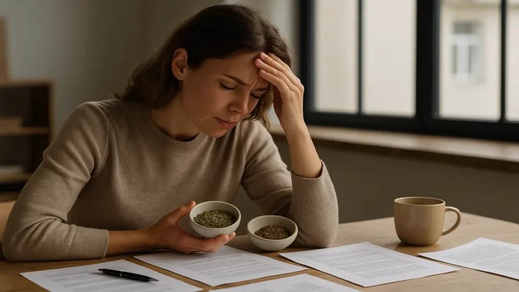 woman feeling stressed and mentally drained at work showing early signs of burnout